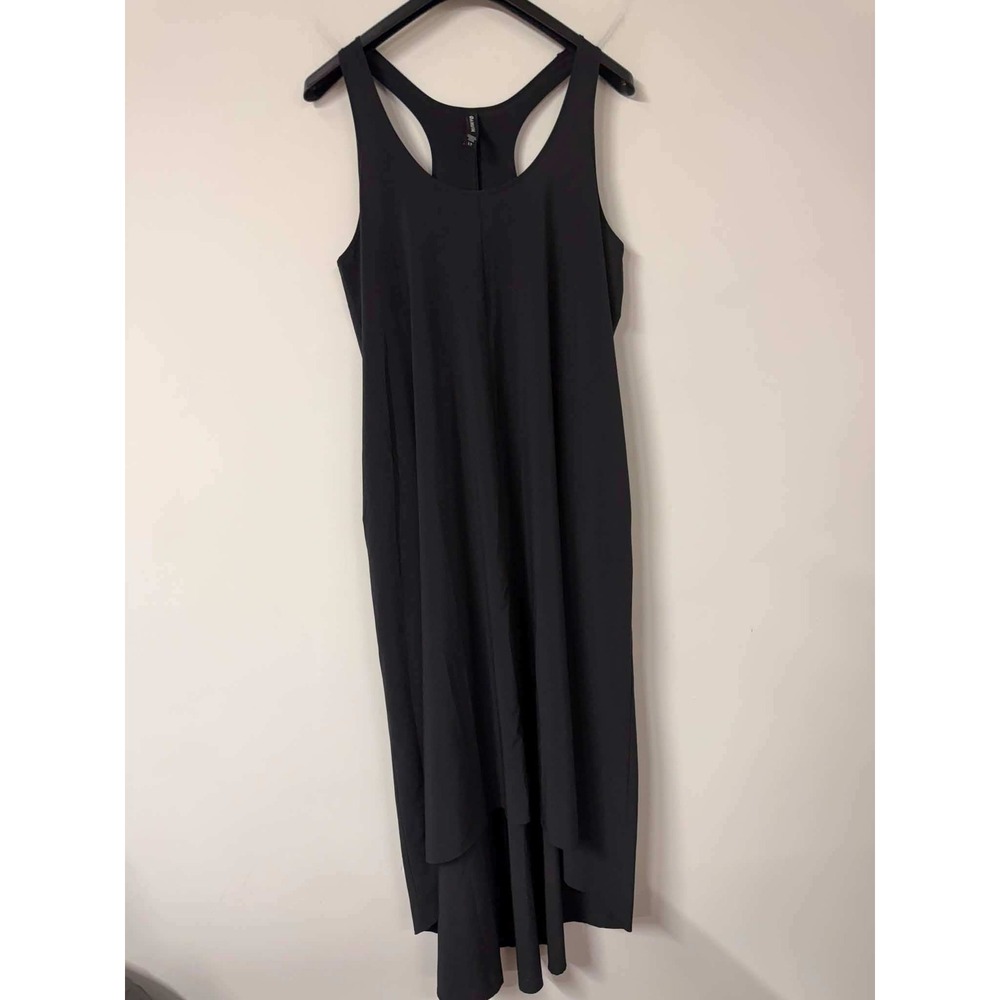 Athleta Womens Large Tall Presidio Black Dress Sleeveless Racerback High Low Hem